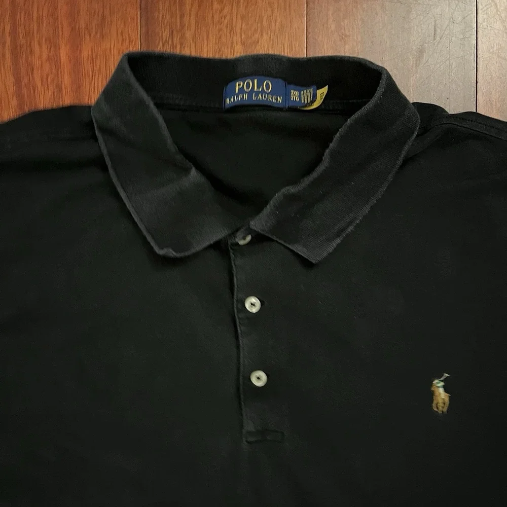 Polo Ralph Lauren Polo Mens 3XB Short Sleeve Black Logo Big Tall Fit Preppy Pony